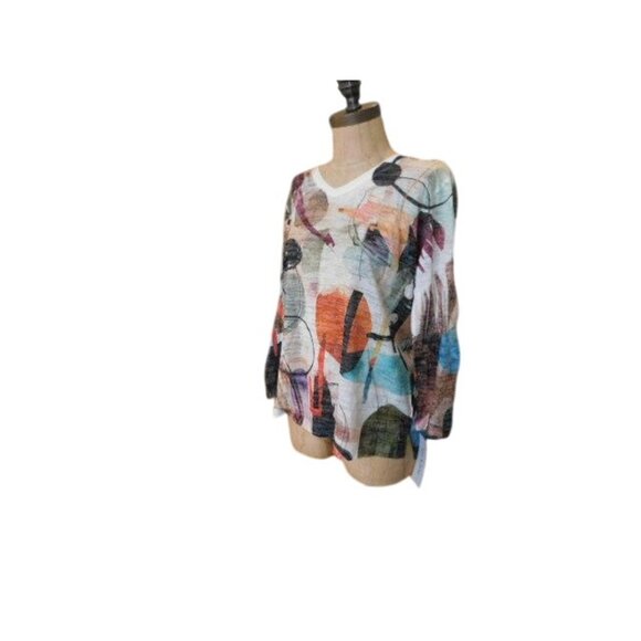 Jess & Jane Size XL Artsy Vneck 3/4 Sleeve Blouse Top NWT - Picture 3 of 3